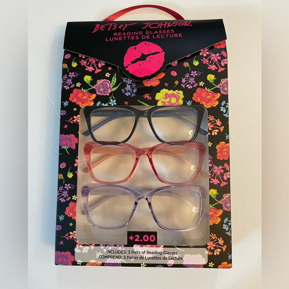 Betsey Johnson Designer 3 Pairs Of Fashion Reading Glasses +2.00 New - Picture 11 of 14